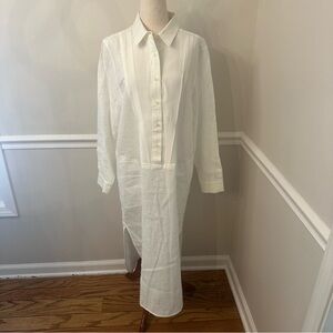 Raquel Allegra White linen collared dress- Size S